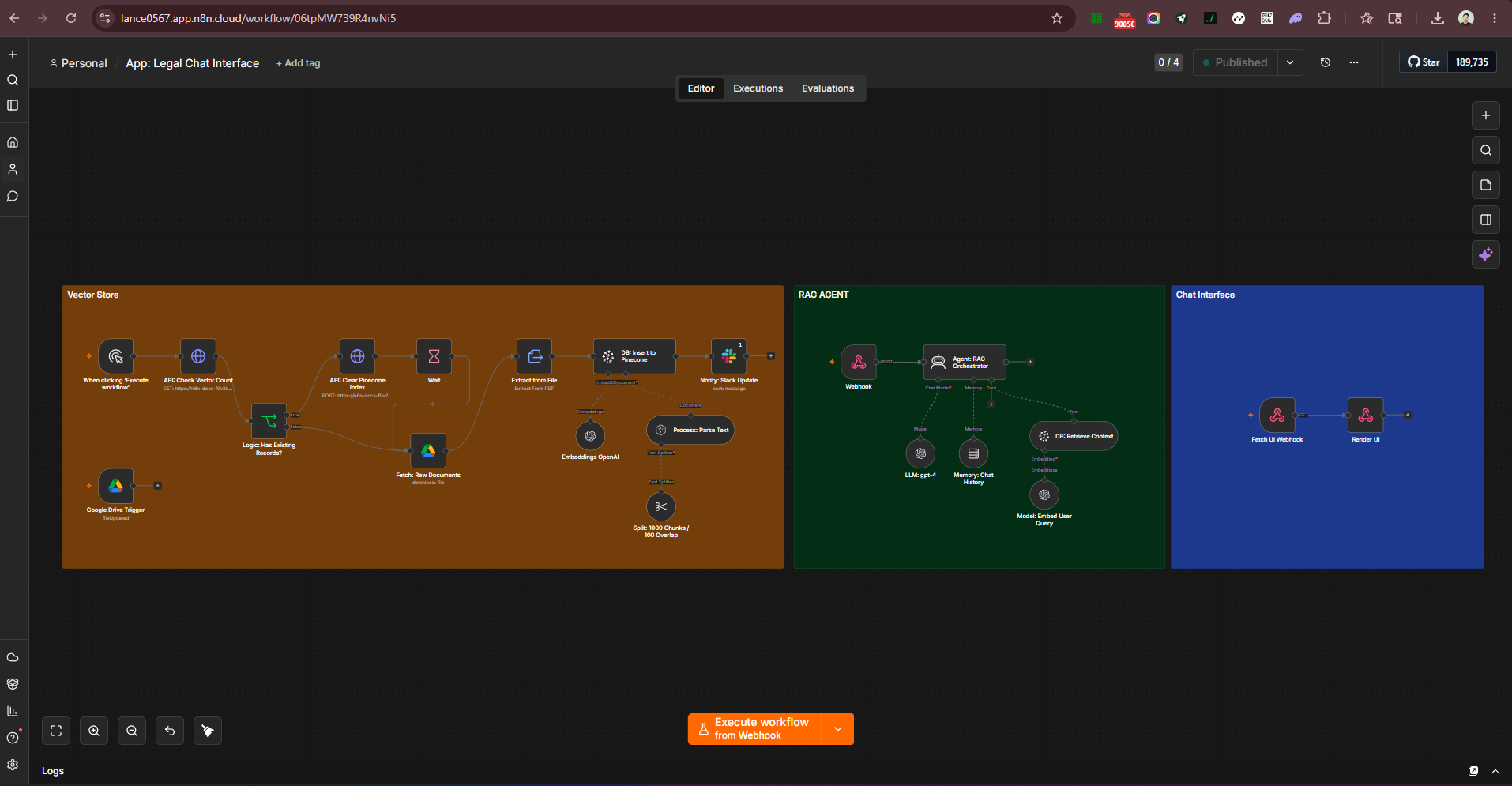 Serverless Legal RAG Portal & Custom Chat UI